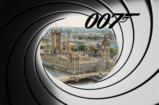 Pohled na Londýn jako jednu z lokalit natáčení Jamese Bonda.