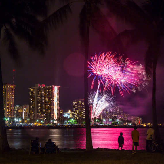 Silvestr na Havajských ostrovech.