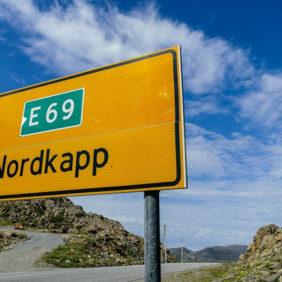 Dopravní značení Nordkapp.