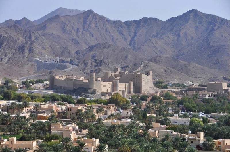 Panorama města Bahla s pevností.
