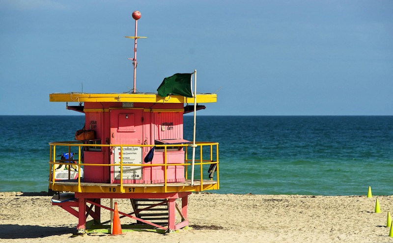 Strážná budka na Miami Beach.