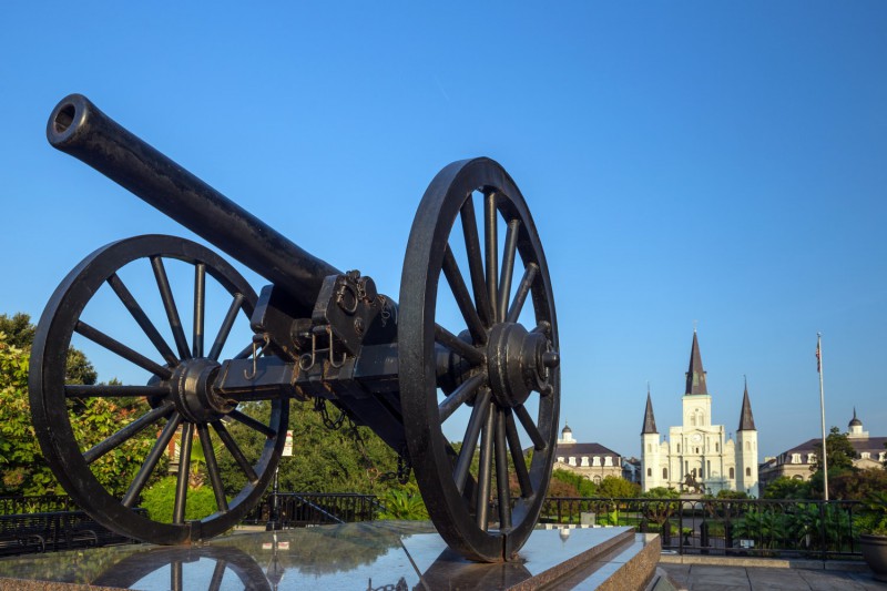 Dělo v New Orleans.