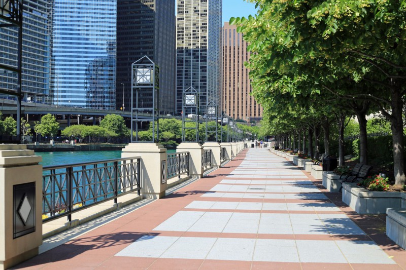 The Chicago River walk.