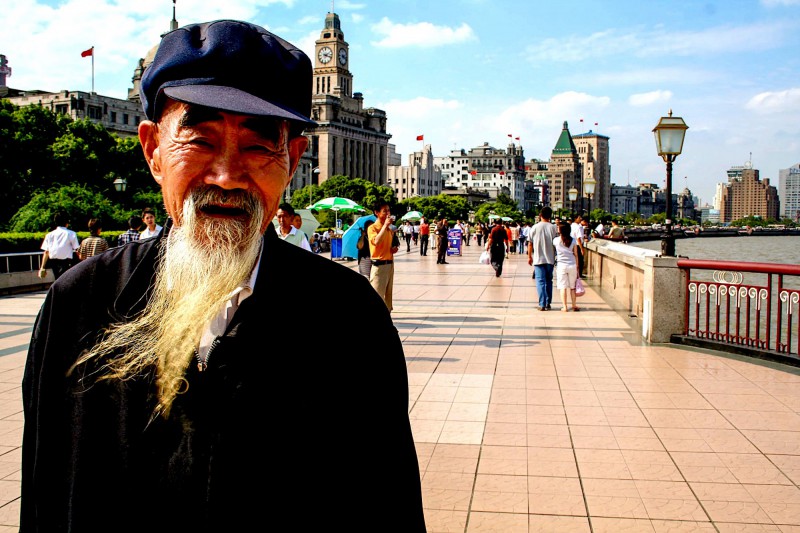 Starý Číňan v Šanghaji.