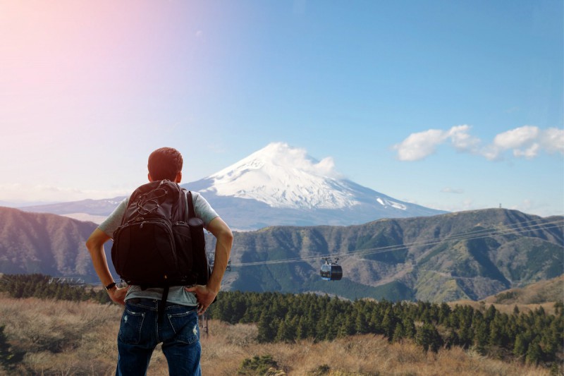 Před výstupem na Fuji.