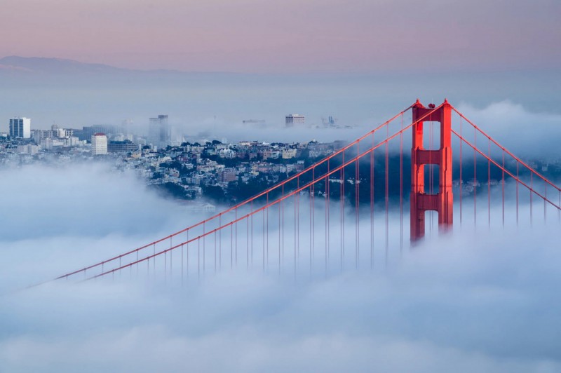 Most Golden Gate v mlze.