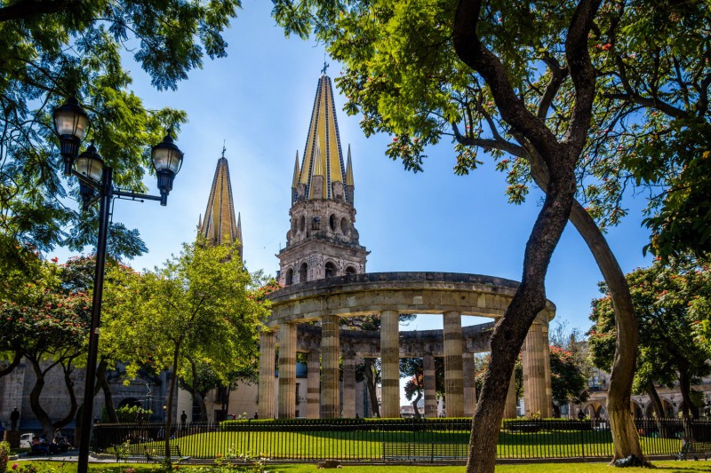 Nádherné budovy v Guadalajara.