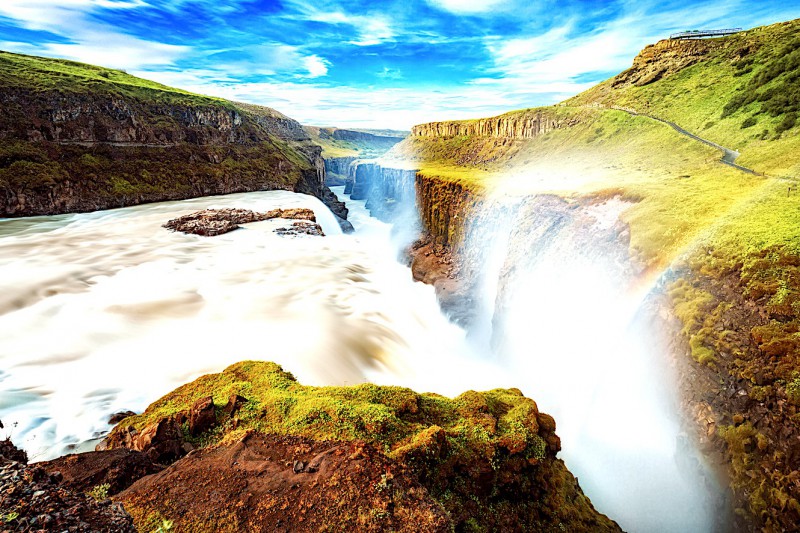 Vodopád Gullfoss - Zlatý vodopád, Island.
