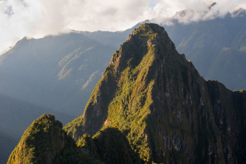 Vrchol hory Huayna Picchu.