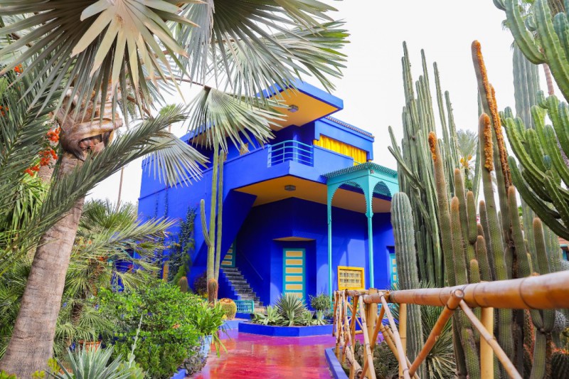 Ikonická modrá vila v zahradě Majorelle.