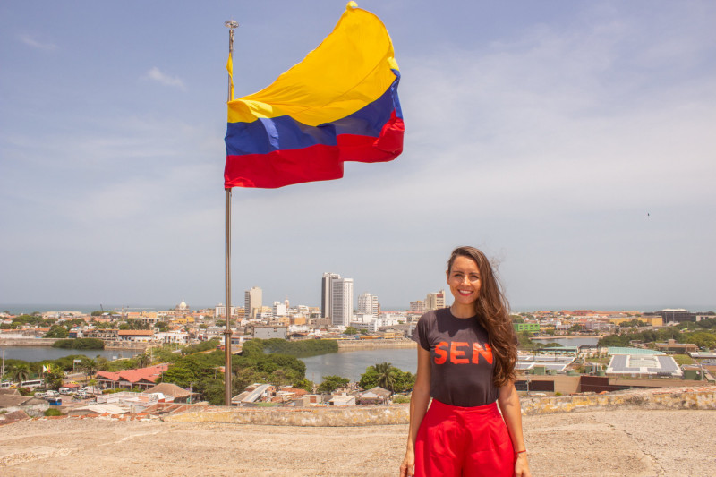 SEN průvodkyně při prohlídce Cartageny v Kolumbii. 