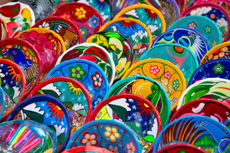 Typická keramika v Michoacán. 