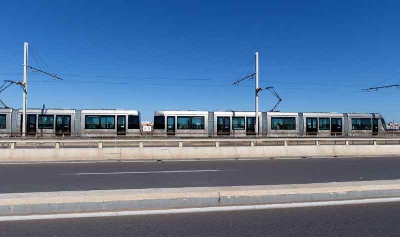 Moderní tramvajová linka v Rabatu.