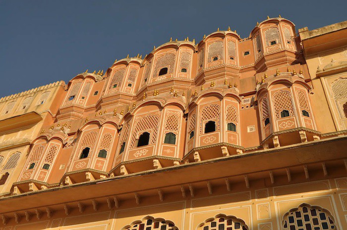 Růžový palác Hawa Mahal.