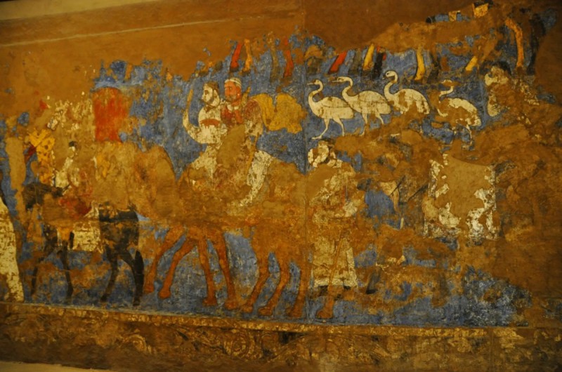 Vzácná freska zobrazující jezdce.