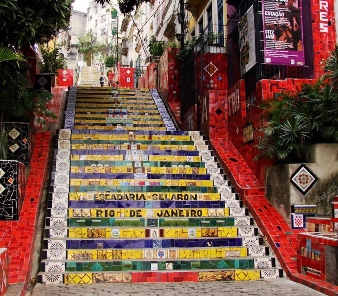 Selarónovy schody v centru Rio de Janeira.