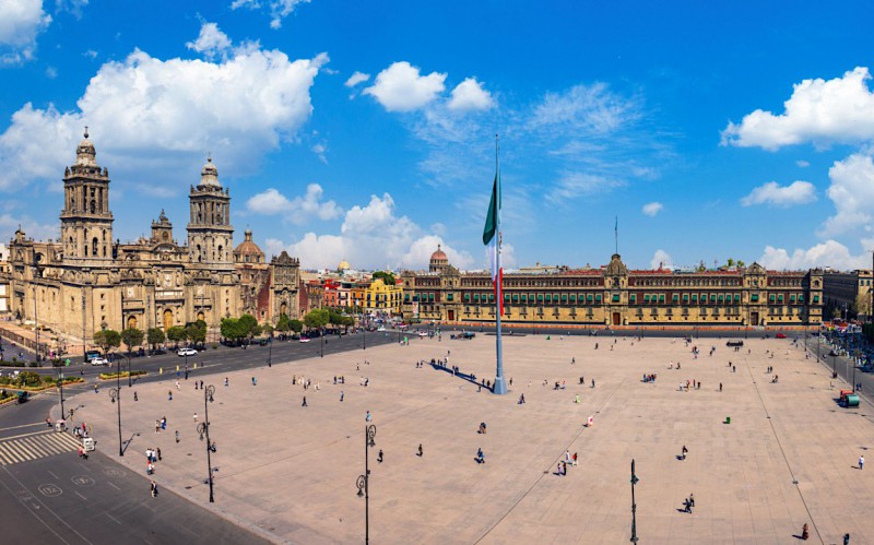 Náměstí Zocalo v Mexico City.