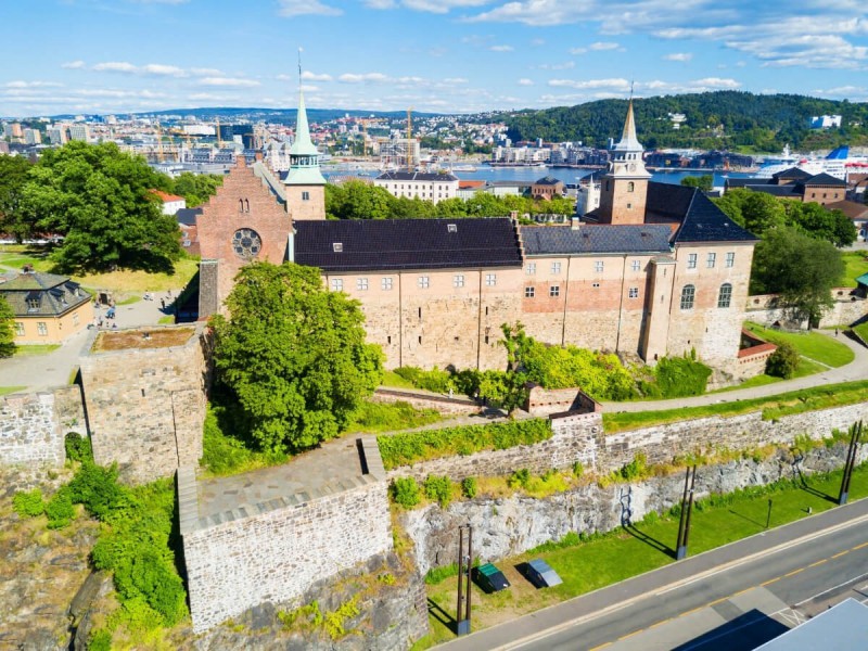 Hrad Akershus Festning v Norsku. 