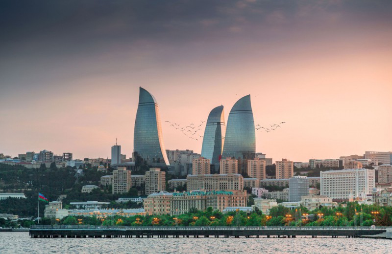 Pohled na panorama města Baku