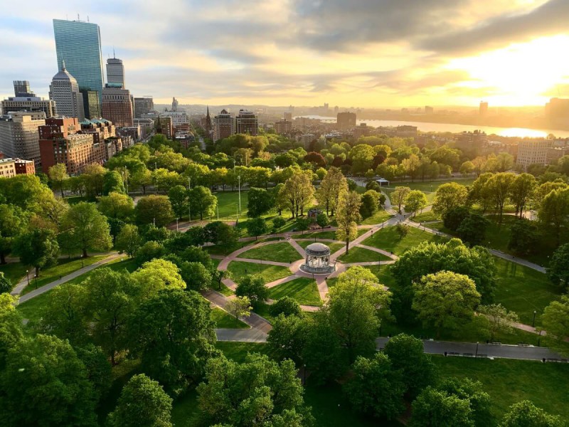 Zelený park Boston Common.