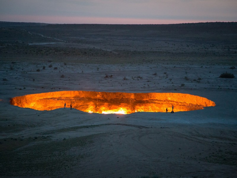 Hořící Brána do pekla v Turkmenistánu.