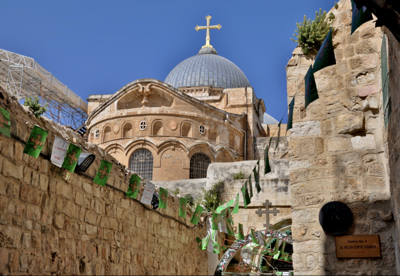 Chrám božího hrobu na konci Křížové cesty Via Dolorosa