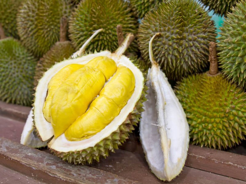 Žlutá dužina durianu.