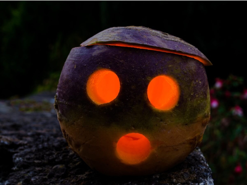 Halloweenské strašidlo z řepy.