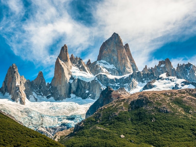 Hora Fitz Roy v Patagonii.