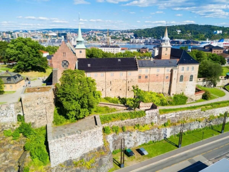 Hrad Akershus Festning v Norsku.