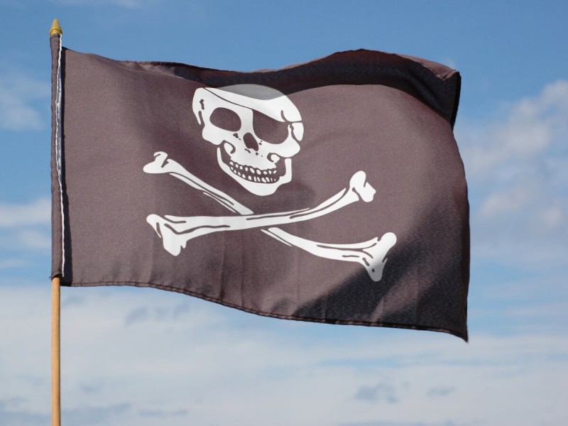 Pirátská vlajka Jolly Roger.