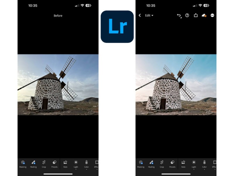 Úprava fotek v aplikaci Adobe Lightroom.