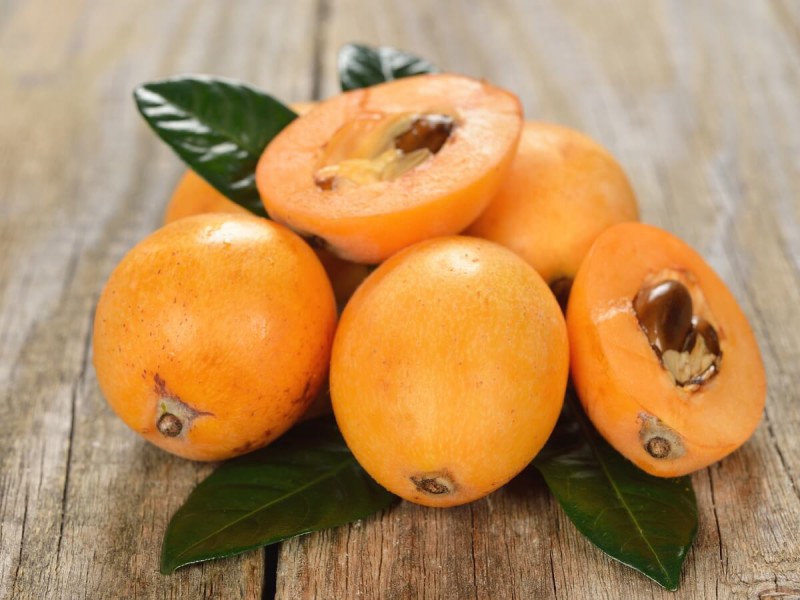 Oranžové ovoce loquat.