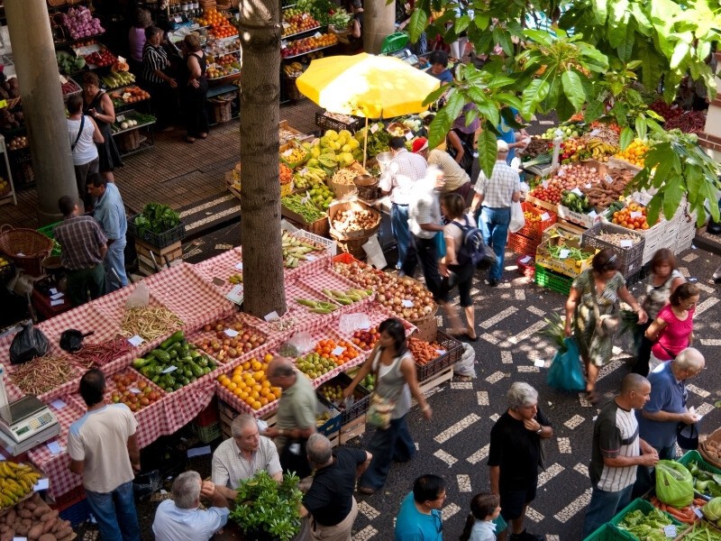 Trh Mercado dos Lavradores na Madeiře.