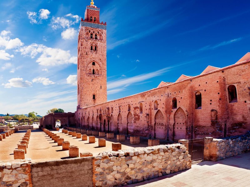 Mešita s minaretem Koutoubia v Marrákeši.