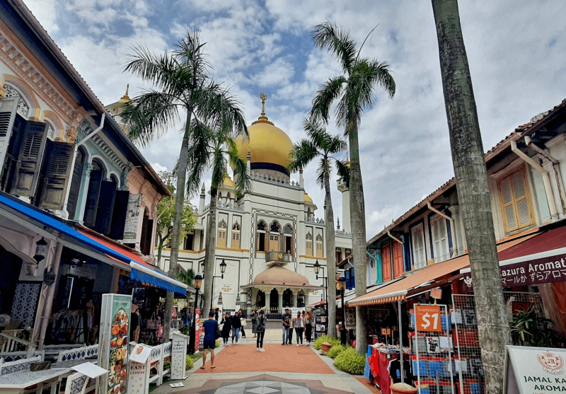 Nejkrásnější mešita Masjid Sultan v muslimské čtvrti Kampong Glam