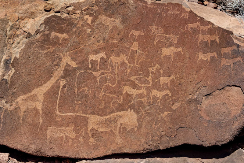 Naleziště petroglyfů v Twyfelfontein v Namibii, které se řadí k těm největším v Africe.