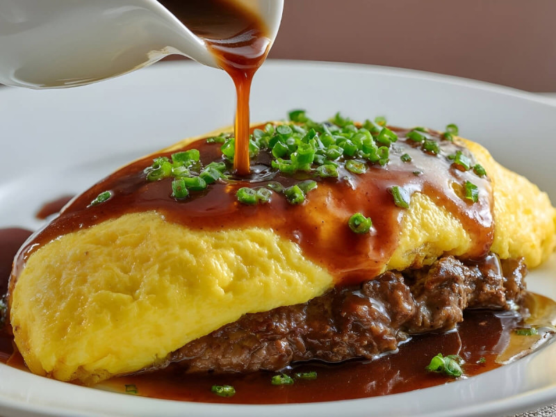Omurice s omáčkou.