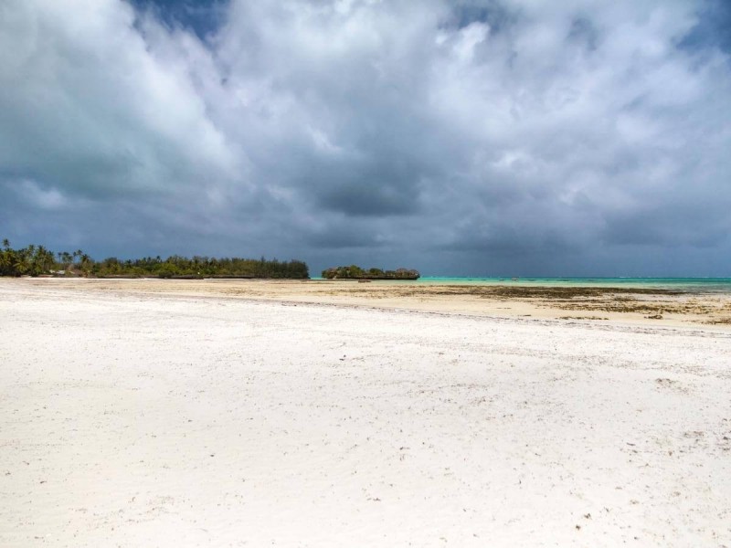 Bílá pláž Pongwe na Zanzibaru.