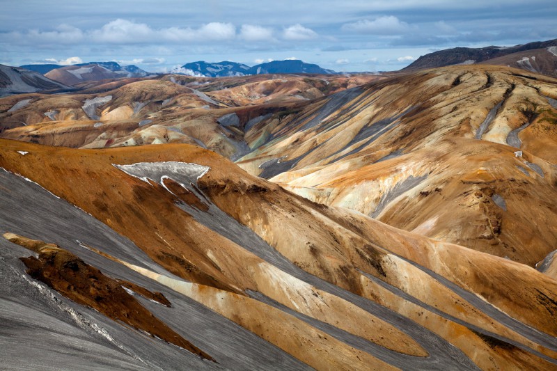 Nádherné duhové hory zvané Landmannalaugar