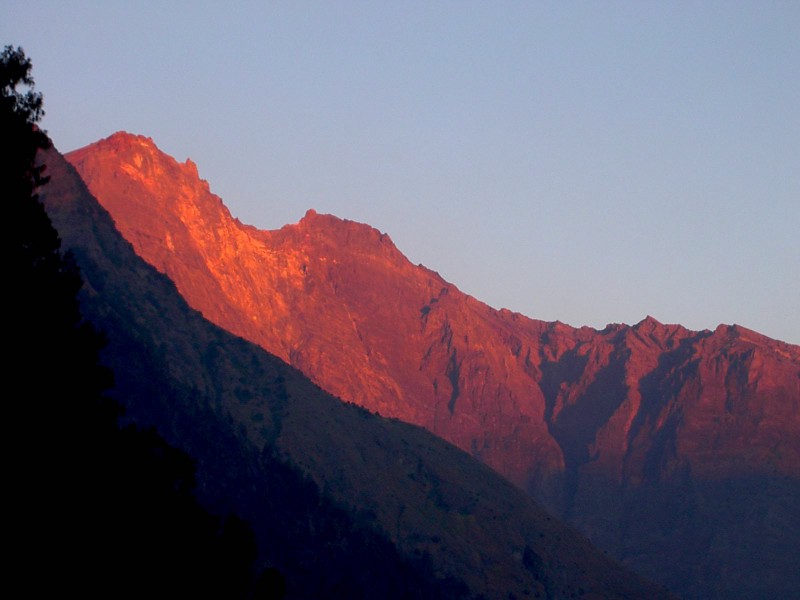 Západ slunce, sopka Rinjani