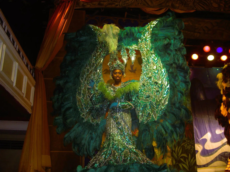 Kostýymi jsou detailně promyšlené, s použitím kříšťálů, peří a dalších extravagantních materiálů.