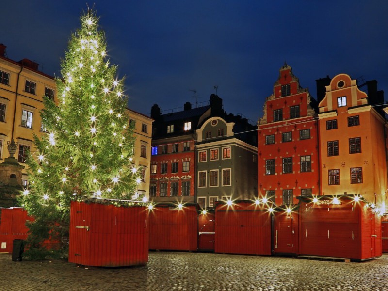 Vánoční trhy v Stockholmu.