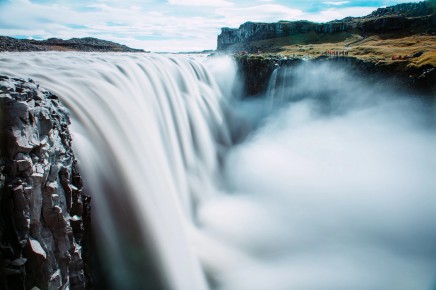 Slavný vodopád Detifoss, druhý nejmohutnější vodopád Evropy