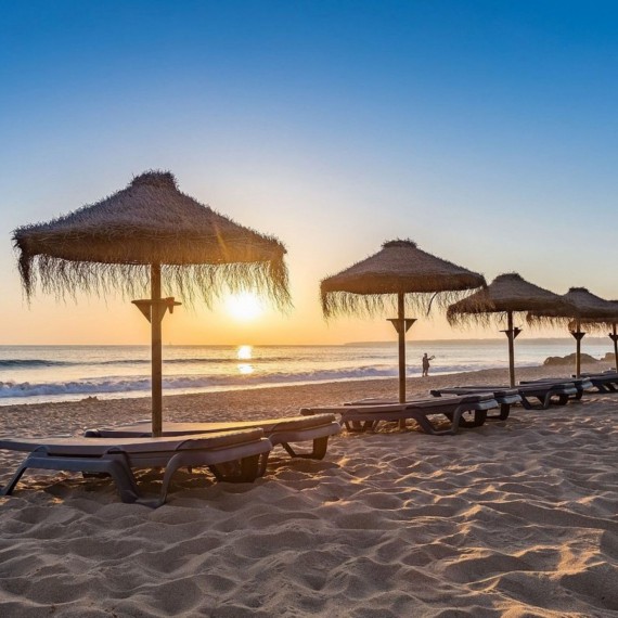 Večer u Atlantiku je nádherný, pláž před hotelem Salgados