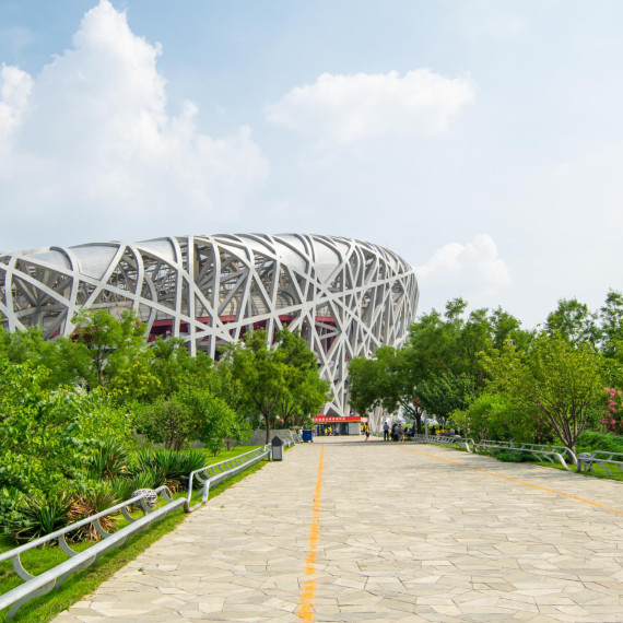 Pokocháme se olympijským areálem a jeho dominantou, slavným stadionem Ptačí Hnízdo.