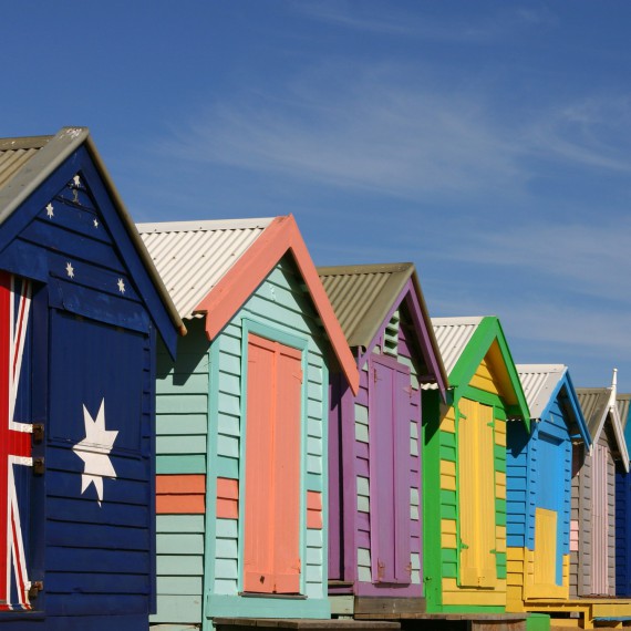 Dominanta pestré Brighton beach v Melbourne