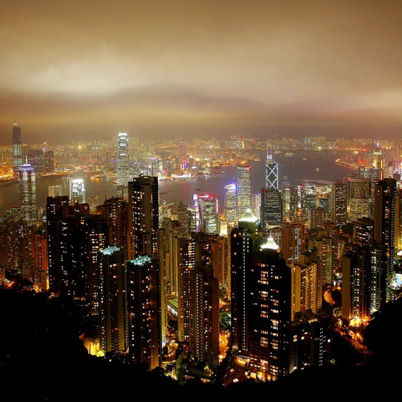 Noční Honkong z Victoria Peak 