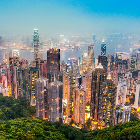 Noční panorama Hongkongu 