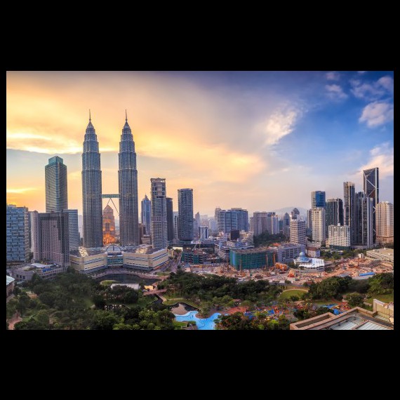 Fascinující panorama mrakodrapů hlavního města Malajsie